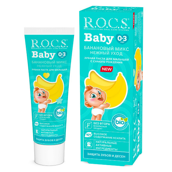 Детская зубная паста R.O.C.S. BABY Банановый микс