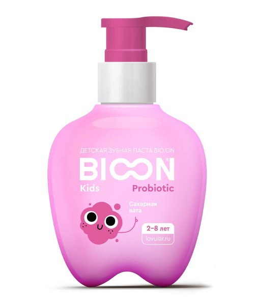 Детский зубной гель Bioon Kids со вкусом сахарной ваты для детей 2-8 лет