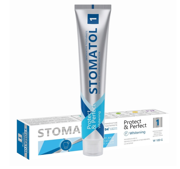 Зубная паста Stomatol 1 Whitening отбеливающая 100гр