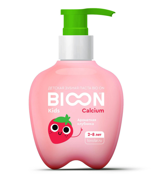 Детский зубной гель Bioon Kids со вкусом клубники для детей 2-8 лет