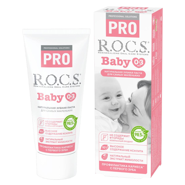 Детская Зубная паста R.O.C.S. PRO Baby ПРОФИЛАКТИКА кариеса с первого зуба, 0-3 лет