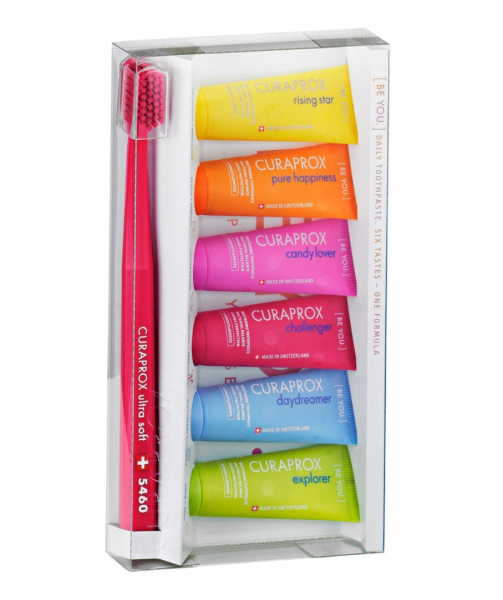 Набор паст Curaprox Be You объем 10 мл, 6 шт + щетка Curaprox ultra soft 5460