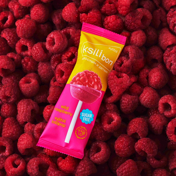 Леденец на палочке Ksilibon Lollipop Дикая малина, 1 шт