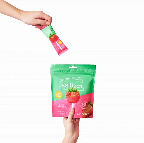 Леденец на палочке Ksilibon Lollipop Клубника, 10 шт.