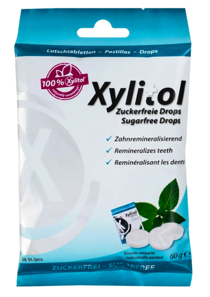 Леденцы с ксилитом Miradent Xylitol Drops, вкус мяты