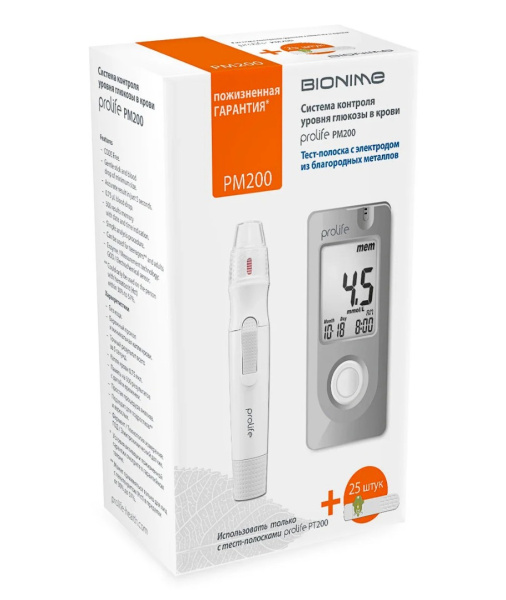 Глюкометр Bionime Prolife PM200 + 25 тест-полосок