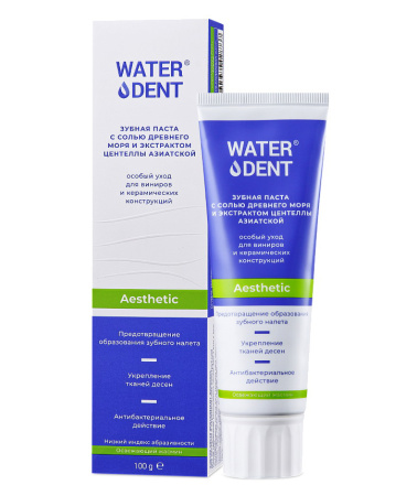 Зубная паста Waterdent Aesthetic с солью древнего моря и экстрактом центеллы азиатской
