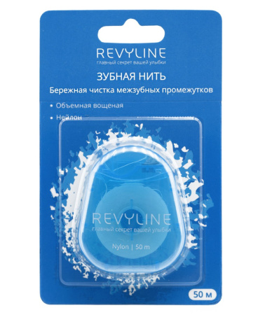 Зубная нить вощеная Revyline нейлон, мятная, 50 м